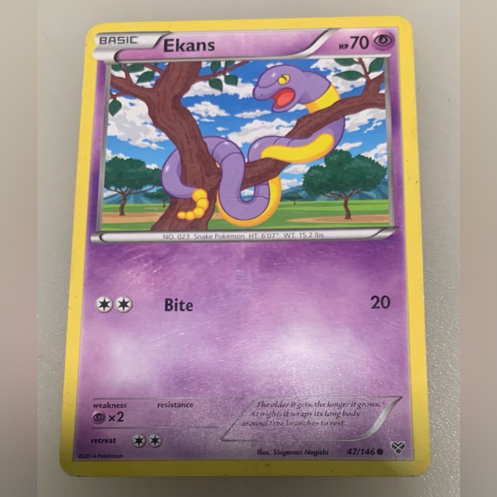 Ekans Pokémon Card - Purple & Yellow 2014